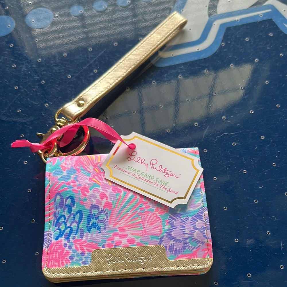 Lilly Pulitzer Floral Card Holder with Gold Strap